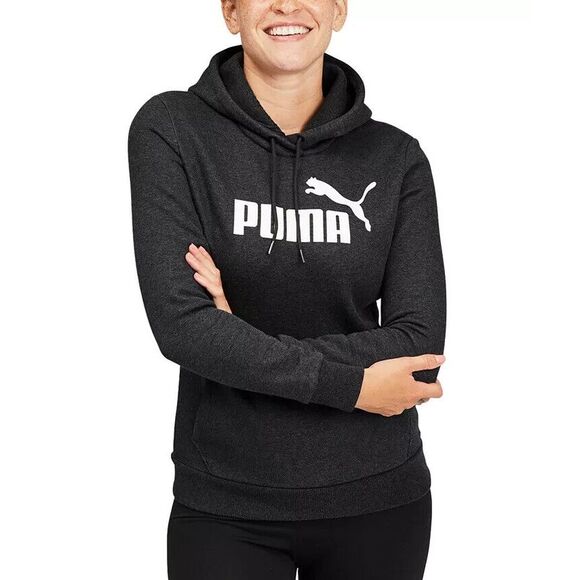 PUMA Women's Essential Logo Fleece Hoodie - Dark Gray Heather, Size XL - Picture 10 of 10